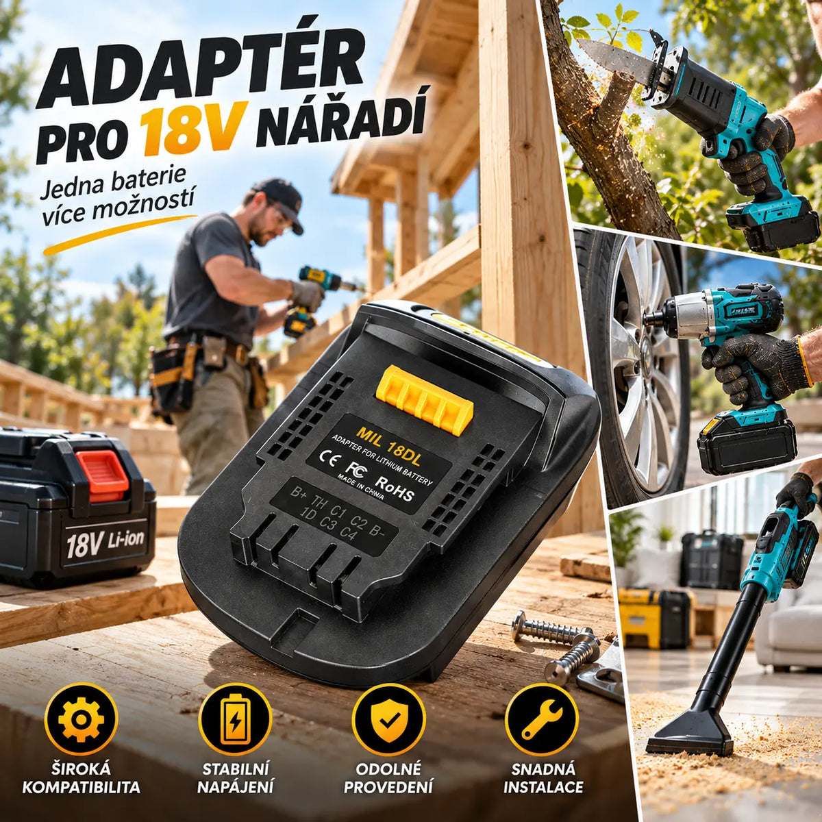 ⚡Adaptér pro lithium-ion baterii do 18V nářadí