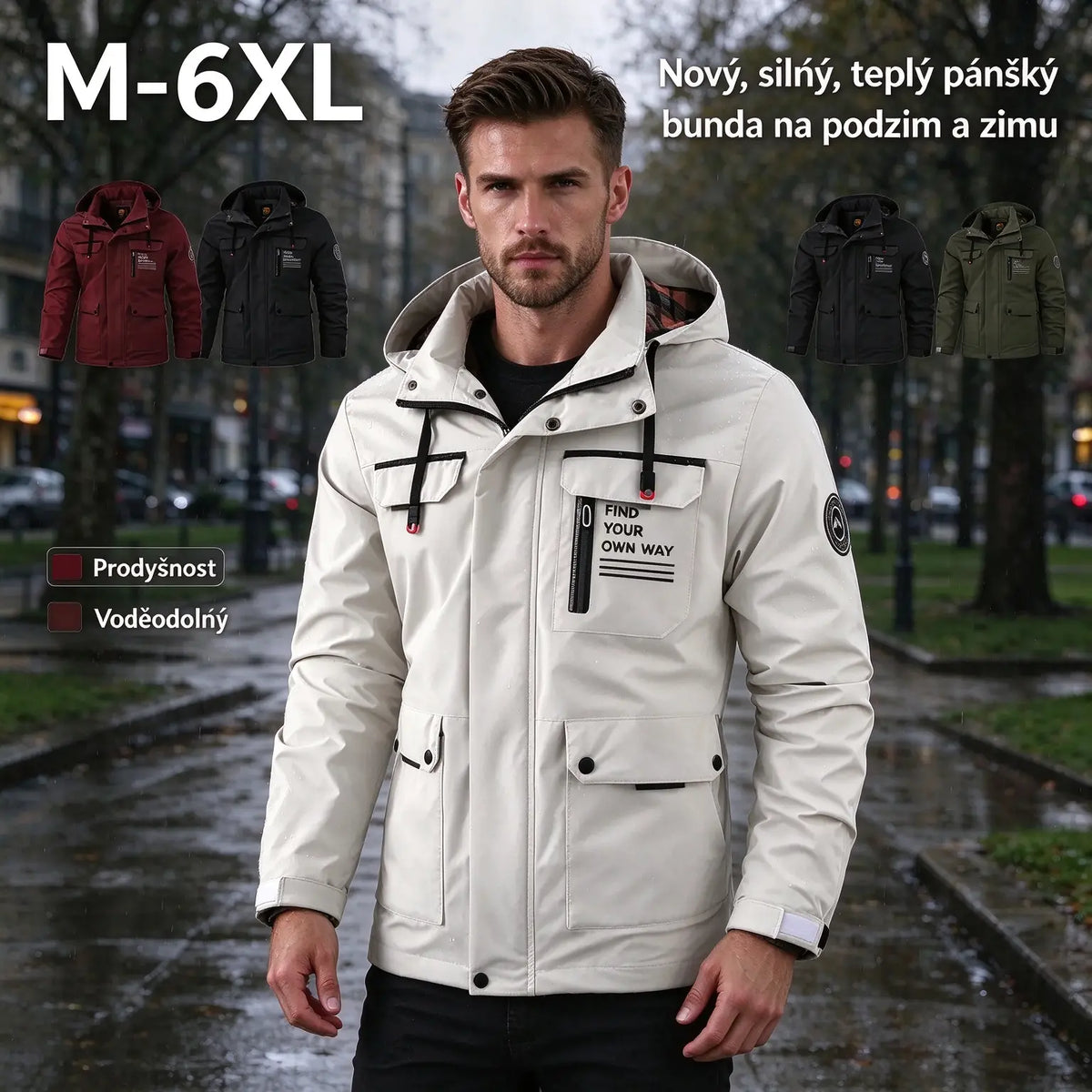 🔥🔥【M-6XL】Nová, silná a hřejivá pánská bunda na podzim a zimu – větruodolná a voděodolná