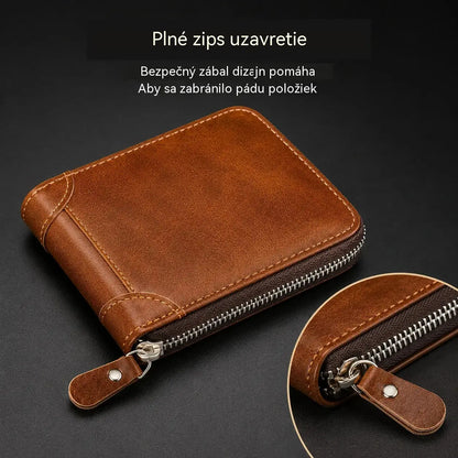 ✨🎁Retro pánská peněženka z umělé kůže se zipem, pouzdrem na karty/skládací peněženkou na mince.