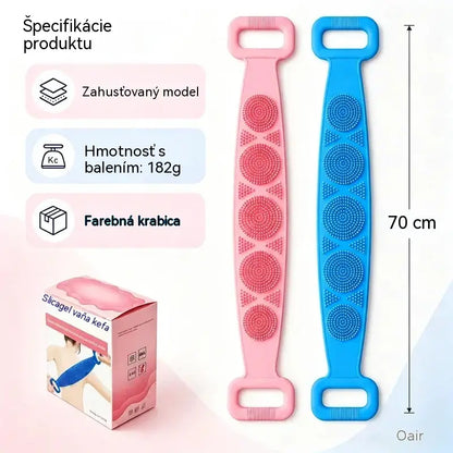 🔥Kupte 1, získejte 1 zdarma🔥🛁 Oboustranná silikonová rukavice do koupele – extra dlouhá tělová drhnoucí houbička pro snadné čištění zad