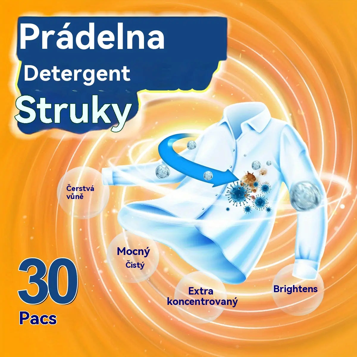 ✨👚【30 kusů】✨Extra velký kbelík 6v1 vonné perličky na prádlo odstraňují skvrny a zanechávají vůni, hladce likvidují roztoče a bakterie