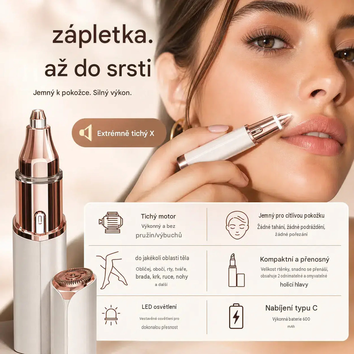 🎁 Model 2026 – 50% sleva💥💗 Zařízení 2 v 1 pro odstraňování chloupků na tváři a tvarování obočí