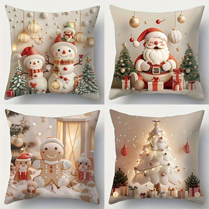 🎅Vánoční výprodej 49% SLEVA🎄Povlak na polštář s vánoční tématikou 【4-dílná sada】