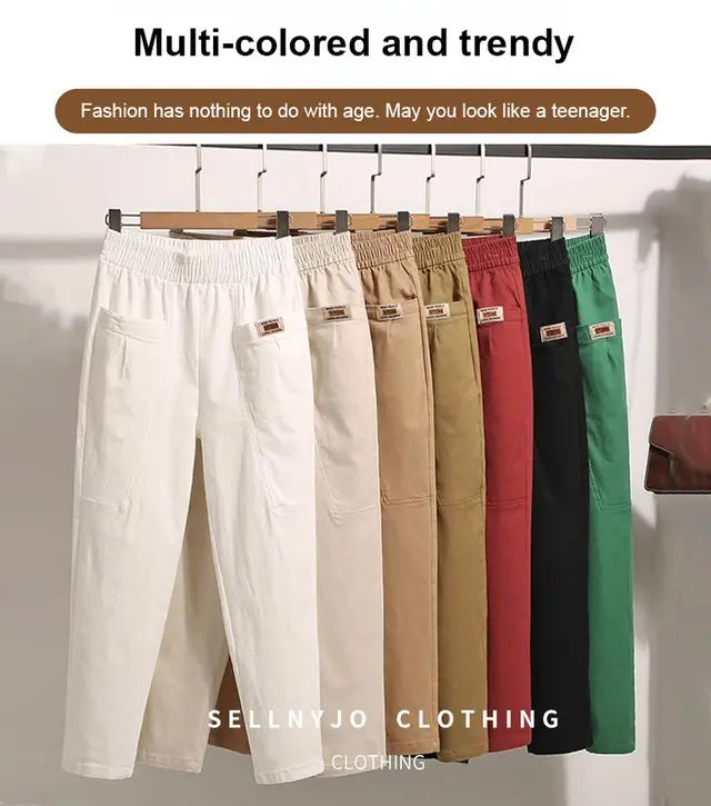 🔥【 M-6XL】Dámské bavlněné kalhoty s elastickým pasem
