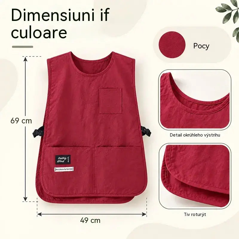👩‍🍳✨ Nepromokavá a skvrnám odolná vesty zástěra – ideální pro vaření, řemesla a zahrádkářství, pohodlný střih 🛡️