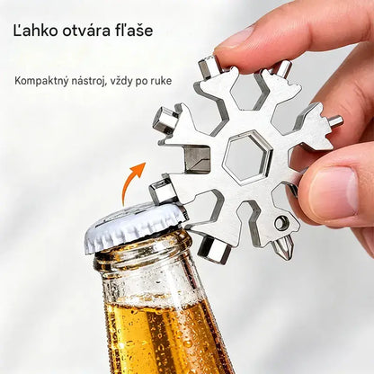 【4 kusy 540 Kč】❄️Přenosný multifunkční klíč Viral 18 v 1 Snowflake z nerezavějící oceli