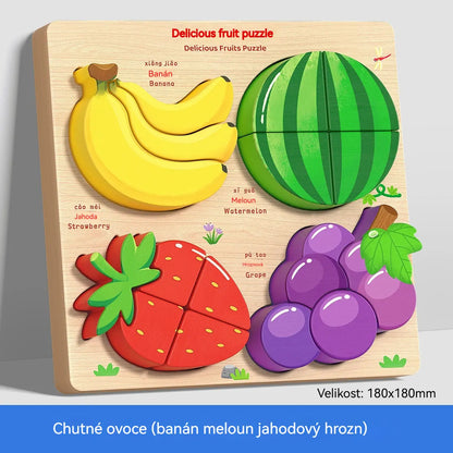 👧🏻🧩Dřevěné 3D puzzle Montessori pro vzdělávání v raném dětství
