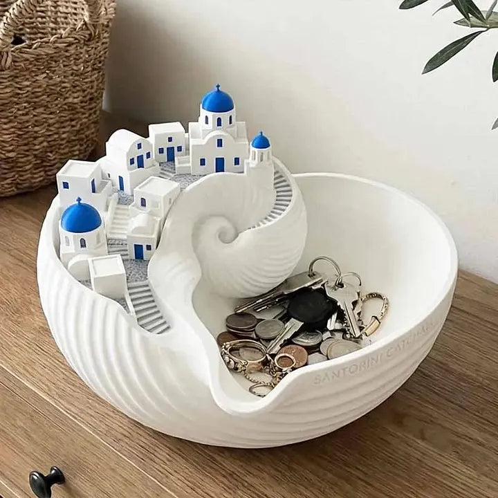 Úložný podnos v řeckém ostrovním stylu s mušlí a rukojetí na klíče