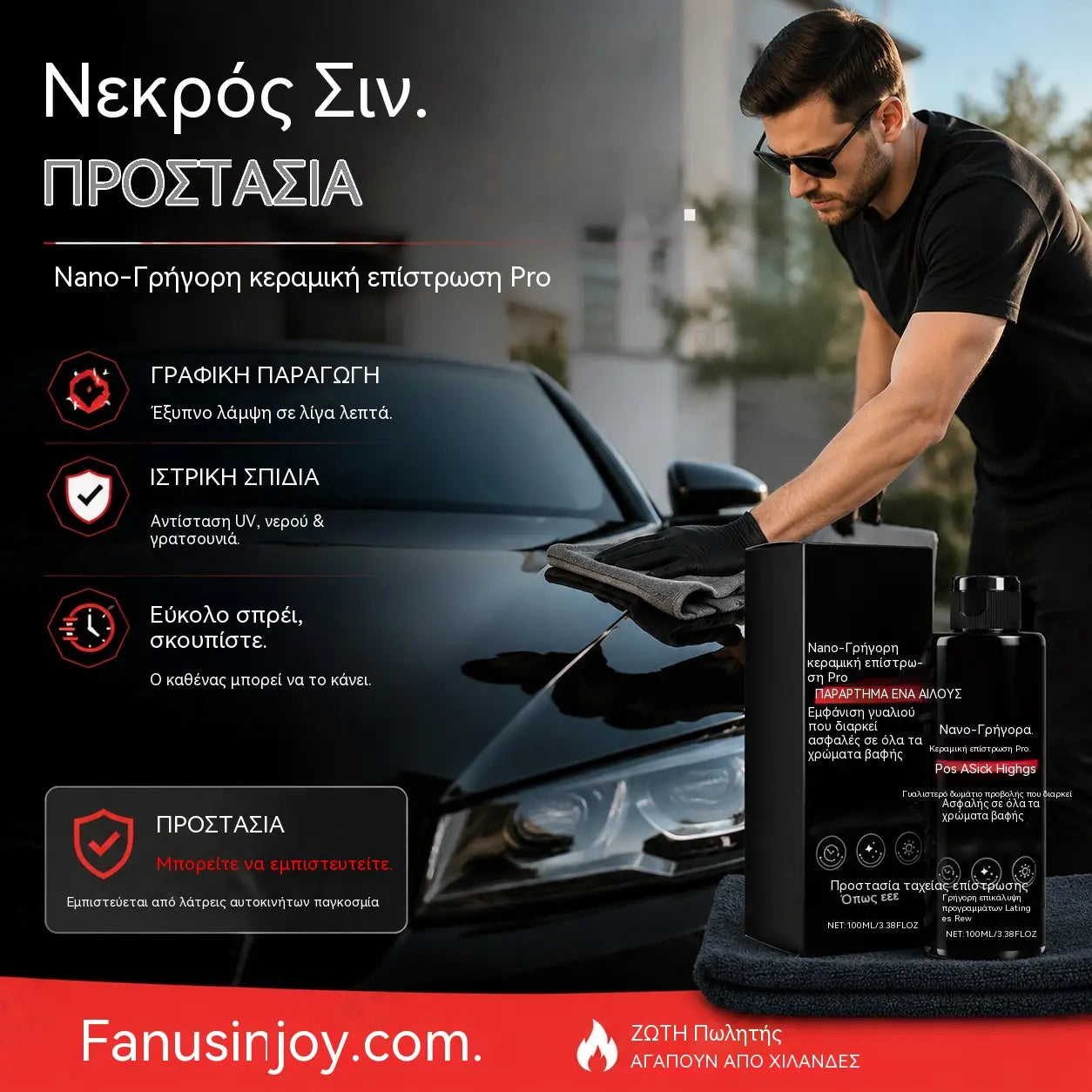 🚗 🏆 Rychle působící sprej na péči o auto s vysokým leskem – Okamžitý lesk a ochrana – Hydrofobní, beze šmouh – ideální na lak, sklo nebo plast ✨🧼💦