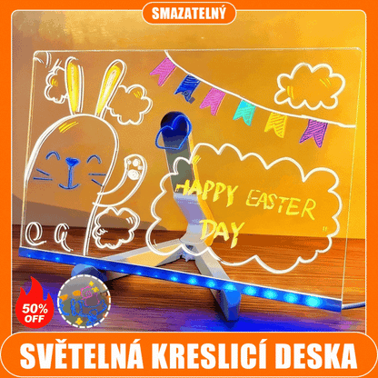 🎨💡✏️🔥Dětská světelná kreslicí deska, ručně vyrobená DIY graffiti mazatelná vzdělávací fluorescenční kreslicí deska