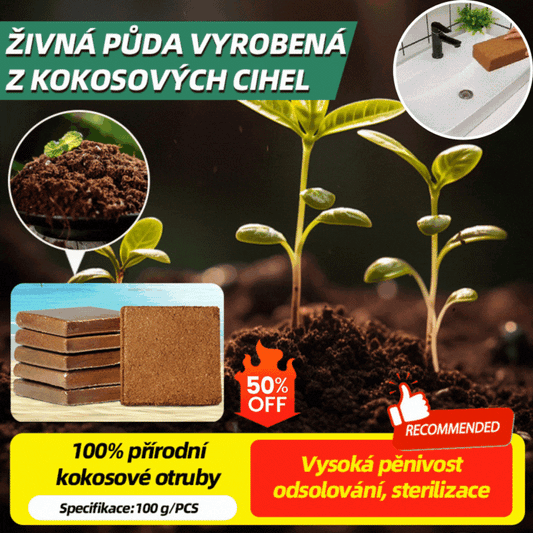 💥【3 položky】🌱🌱 Výživná kokosová cihlová půda