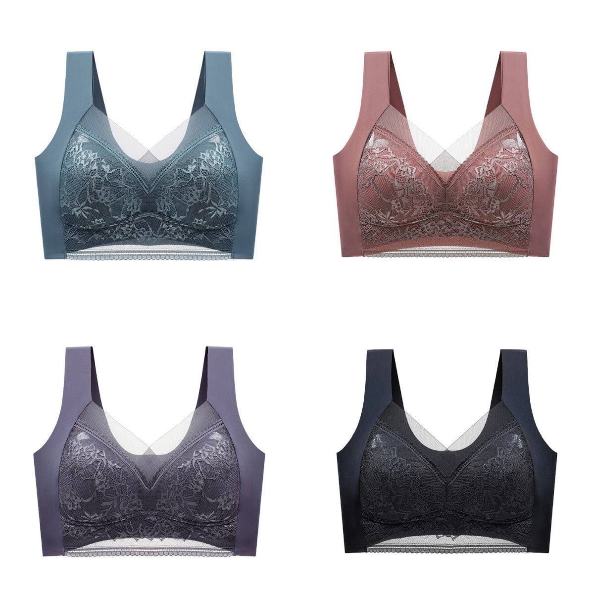 👙✨【4dílná sada】Pohodlná bezešvá dámská podprsenka z elegantní krajky