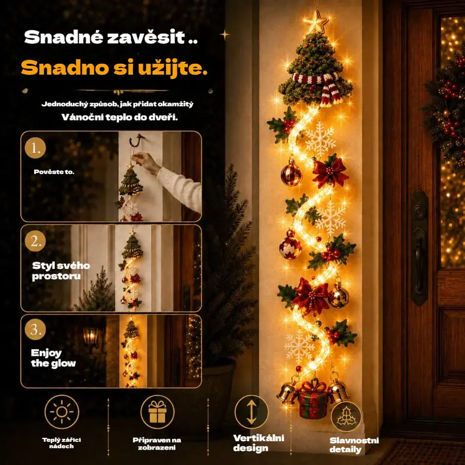 🎄🎃Poslední den! 🎅Užijte si 49% slevu na osvětlené vánoční dekorace na dveře!