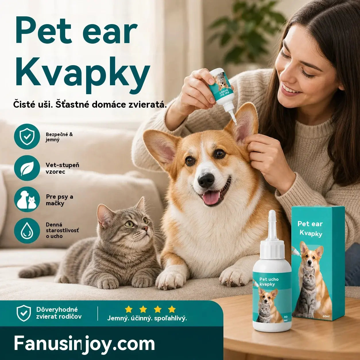 【Kupte 1 a získejte 1 zdarma】 🐱🐶 Jemné kapky na čištění uší pro domácí zvířata – Rozlučte se s onemocněními zevního zvukovodu
