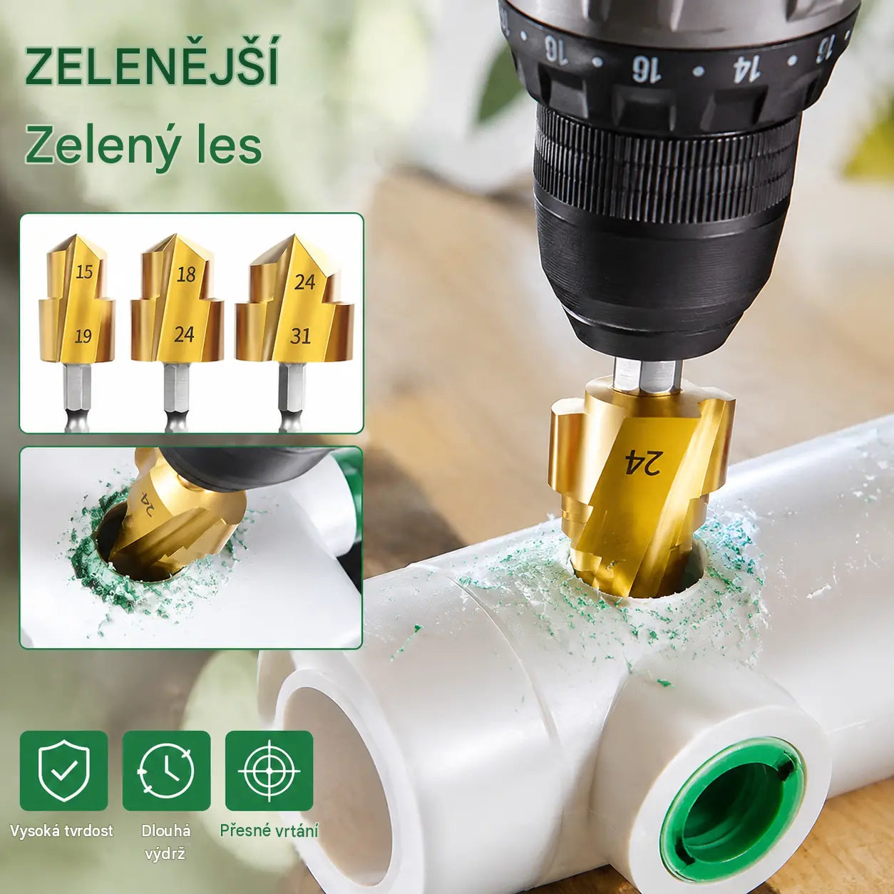 【1 sada 3 kusy】 PPR vrták na vystružování vodních trubek, 20/25/32 univerzální šestihranný vrták z vysoce pevné legované oceli-【20mm+25mm+32mm】