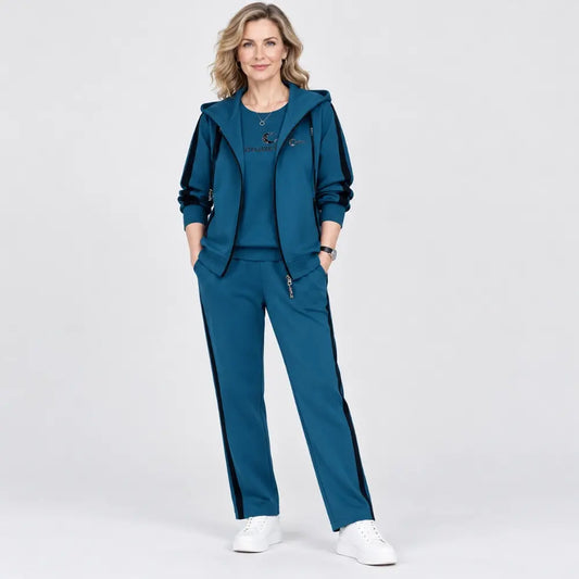 ✨【M–4XL】Dámská třídílná souprava 2026 – vršek s kapucí, podzim/zima, volný střih, sportovní styl, nadměrné velikosti, navrženo speciálně pro maminky🥰