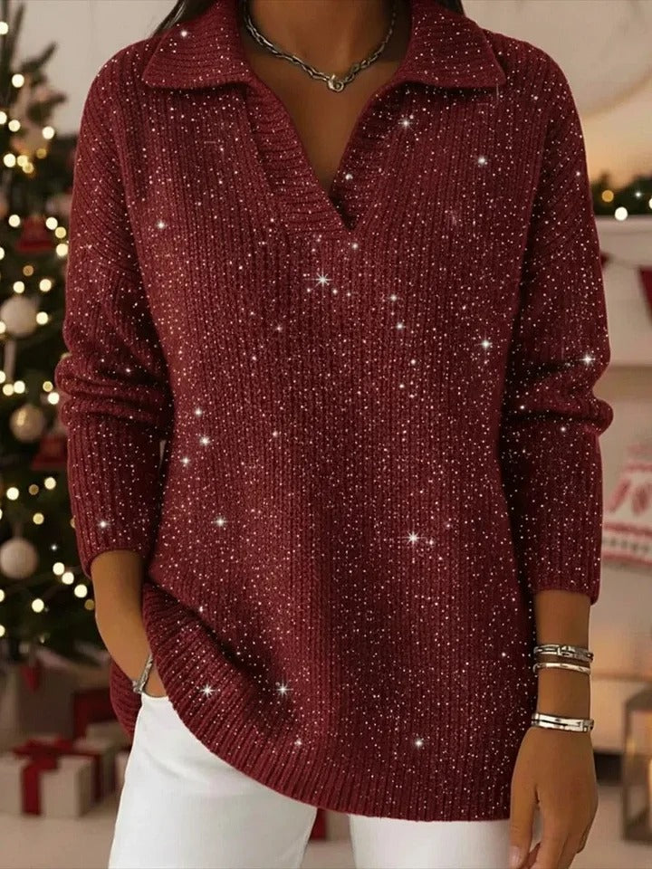 🔥🔥【S-5XL】Pletený svetr s límcem a gradientním vzorem Dreamy Starly Sky