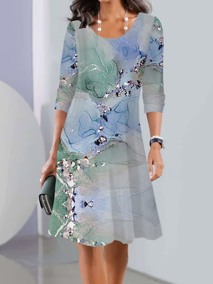 ✨Letní speciální nabídka【S–3XL】Dámské letní módní šaty s potiskem – elegantní střih zvýrazňující postavu.