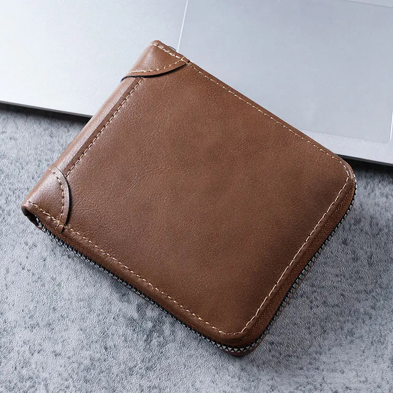 ✨🎁Retro pánská peněženka z umělé kůže se zipem, pouzdrem na karty/skládací peněženkou na mince.
