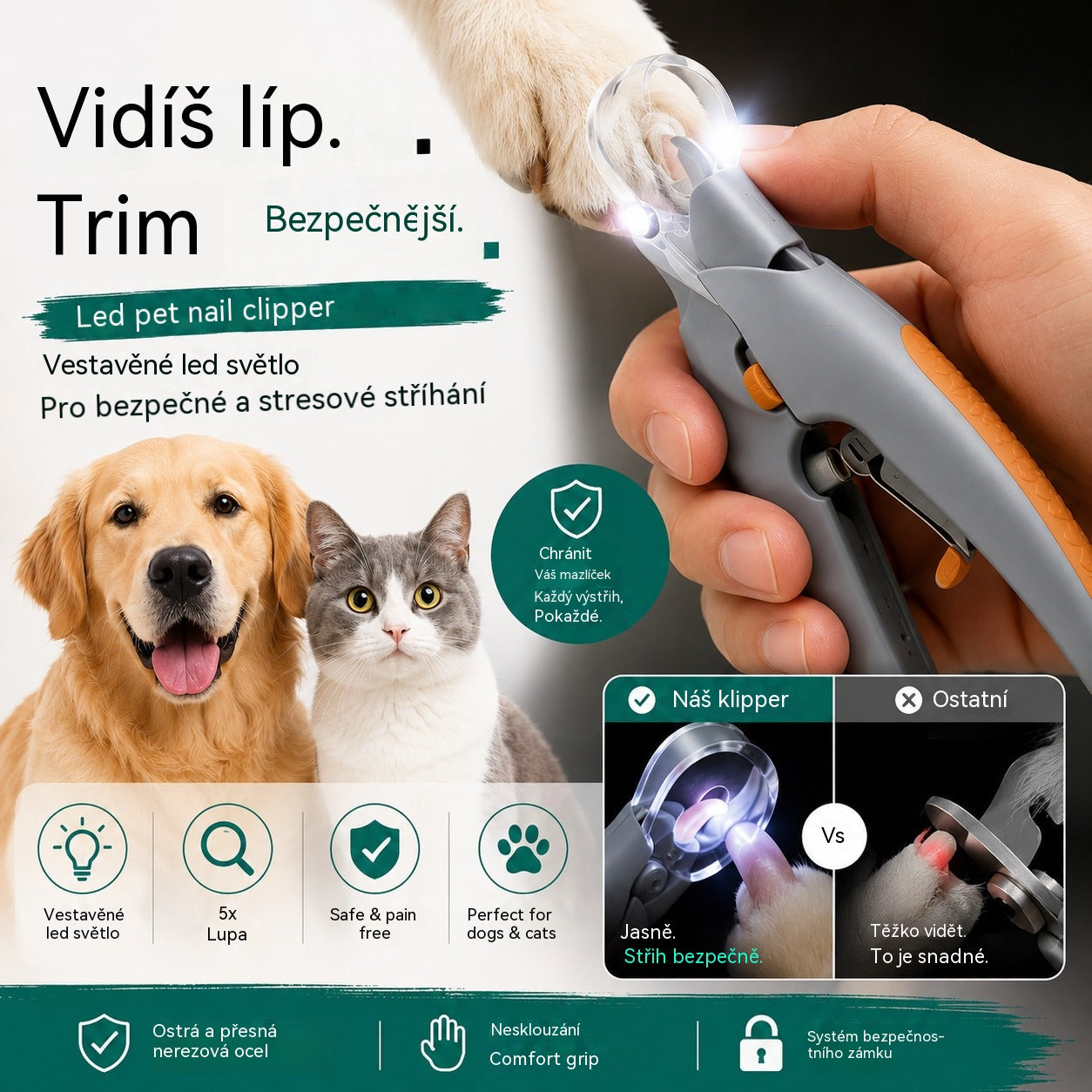 【Kupte 1, získejte 1 zdarma】✨Klíčidla na drápky pro psy a kočky s rychlým senzorem – Bezpečná péče o srst domácích mazlíčků