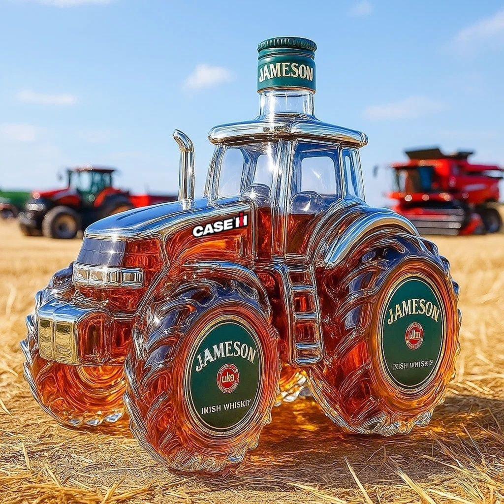 🔥🚜Láhev vína s retro traktorem, 🎁🎁Kreativní ozdoby na láhev whisky s utěsněním