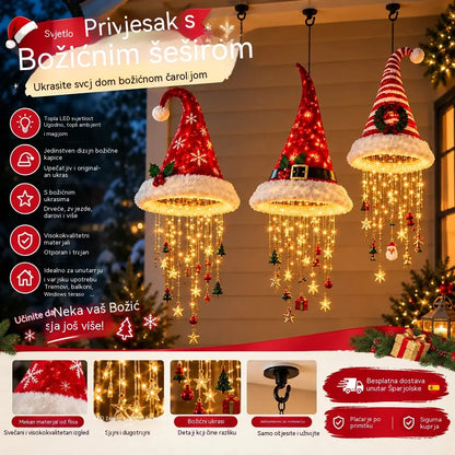 🎅 Vánoční čepice se sněhovou vločkou a krystalovým LED světlem – Kouzelná záře pro vaši verandu ✨