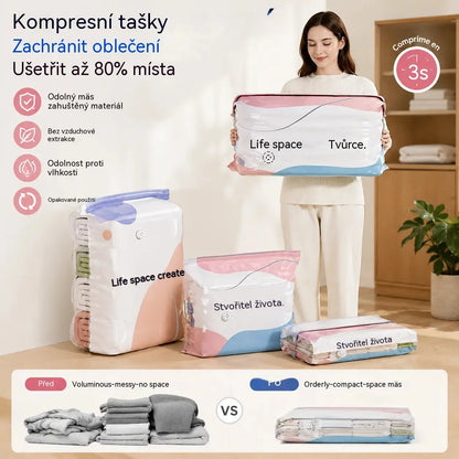 👕📦【🔥5 kusů 590 Kč】Kompresní sáčky na uložení oblečení, nevyžadují vysávání, zesílená konstrukce.