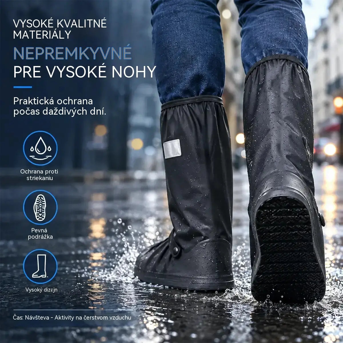 ☔Nejlepší ochrana před deštěm! Vysoké nepromokavé návleky na boty (výška 40 cm)! Silná protiskluzová podrážka · Odolné PVC · K dispozici v černé a průhledné barvě!