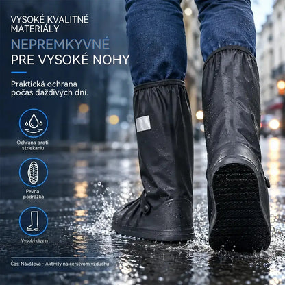 ☔Nejlepší ochrana před deštěm! Vysoké nepromokavé návleky na boty (výška 40 cm)! Silná protiskluzová podrážka · Odolné PVC · K dispozici v černé a průhledné barvě!