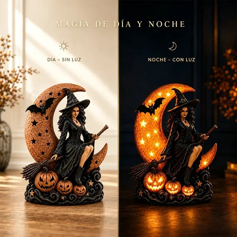 🎃🔮 Lampa čarodějnice a úplňku – Gotická dekorativní soška, ideální dárek 🌙 🎃