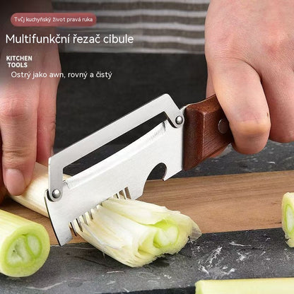 Multifunkční kuchyňská škrabka 3 v 1: Loupá, krájí a otevírá víčka od lahví!