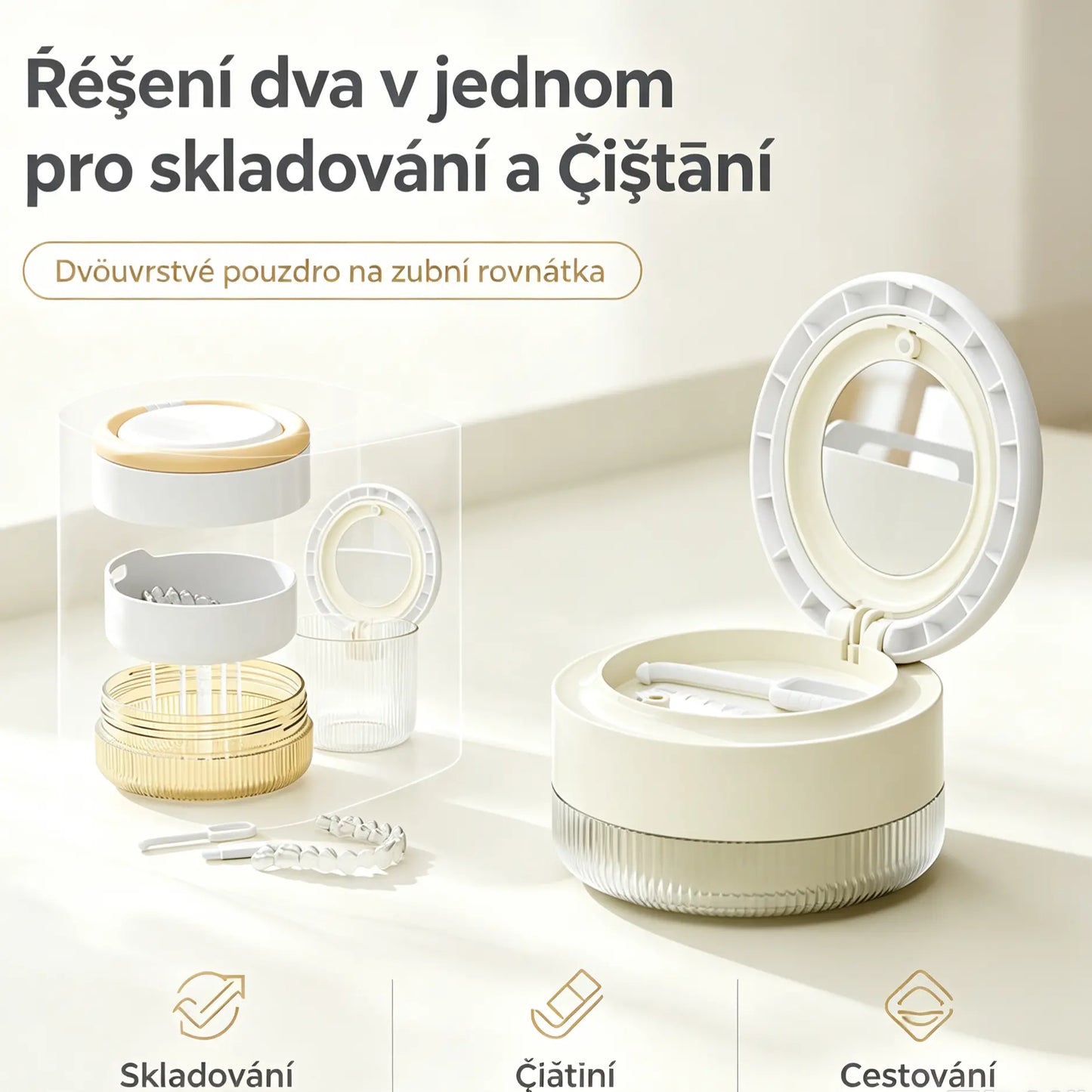 🦷✨MULTIFUNKČNÍ ÚLOŽNÝ KRABIČKA – KOMPAKTNÍ, HYGIENICKÁ, VŠE V JEDNOM