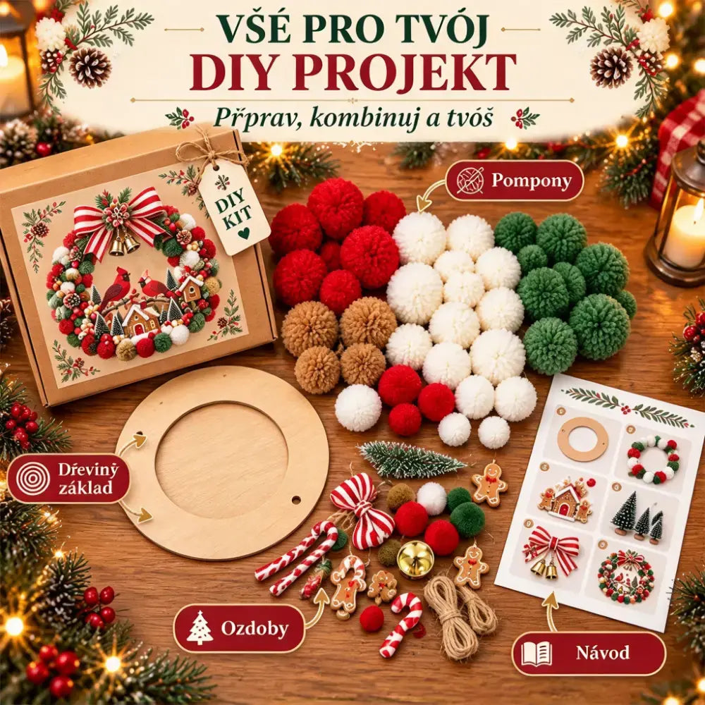 🎄🎁🏵Sada na výrobu vánočního věnce – sváteční dekorace