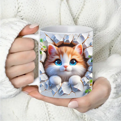 🎁 Kreativní hrnek na kávu s kočkou, vynikající dárek