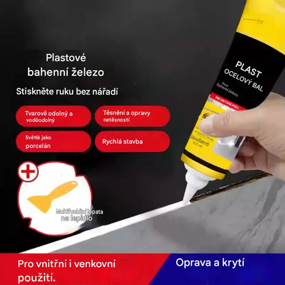 1 sada 490 Kč 💧🛡️Žlutý a černý tmel na plastovou ocel, voděodolný a plísňově odolný tmel, lepidlo na sklo do koupelny, rychleschnoucí lepidlo.