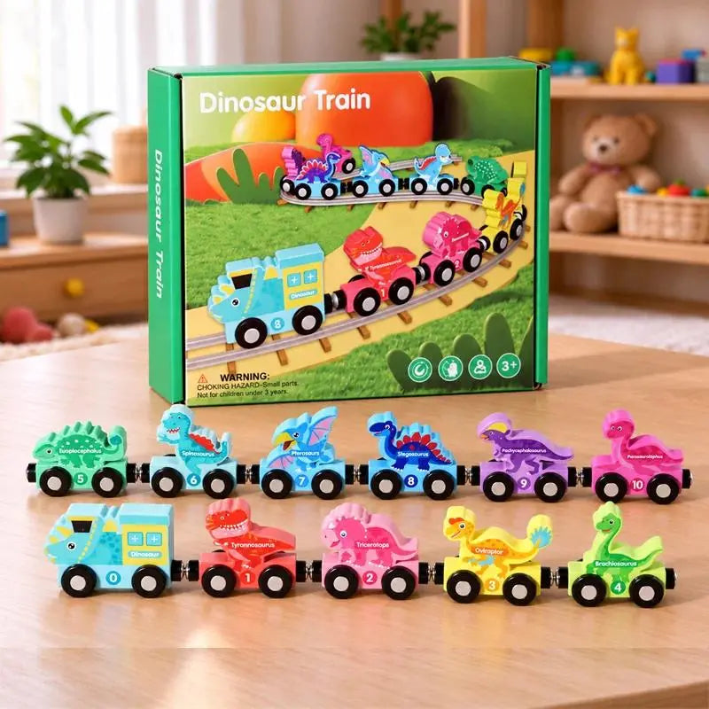 👶🚆Dětské dřevěné magnetické stavebnice s čísly, malá vláčková hračka pro vzdělávání v raném dětství a rozpoznávání čísel.