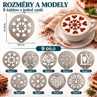 🔥9 kusů za pouhých 530 Kč🔥☕ Nerezová ocelová forma na kávové latte art