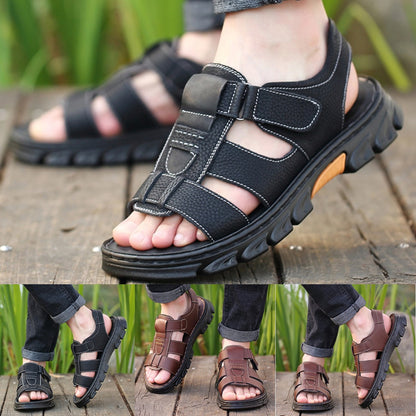 🔥👟 (SLEVA 50 %)【Velikost 38 ~ 44】 Ručně vyrobené pánské plážové sandály z měkké kůže s protiskluzovou úpravou