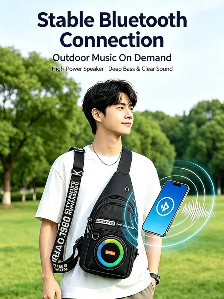 ✨🎒Nová taška přes rameno, voděodolná outdoorová taška s Bluetooth reproduktorem.