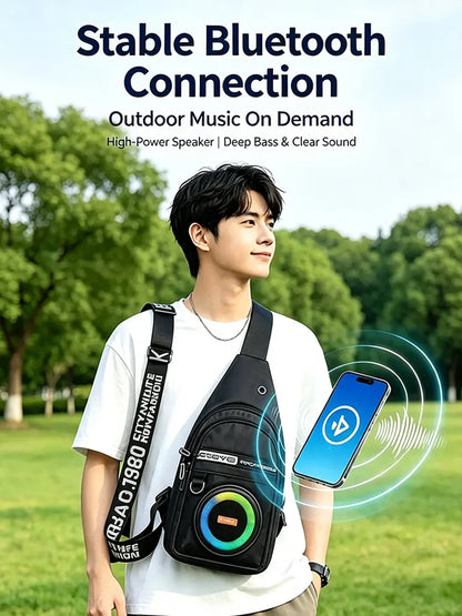 ✨🎒Nová taška přes rameno, voděodolná outdoorová taška s Bluetooth reproduktorem.