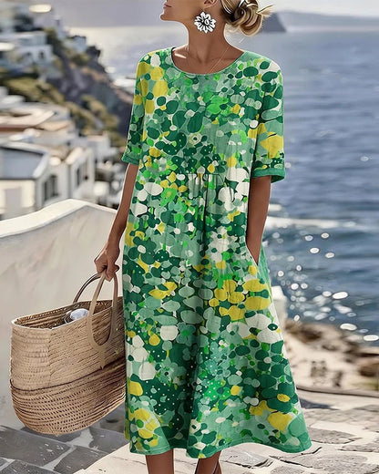 【S-5XL】🌺Oblečte si je a ukažte svou osobnost! 🥰Šaty s potiskem a volným spodním dílem