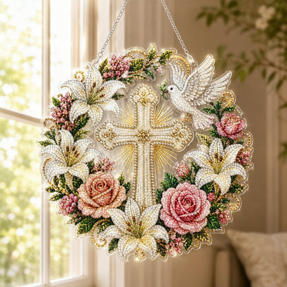 🔥⚡ Prodáno přes 50 000 kusů! 🎁🍂 Podzimní závěsné dekorace - sada na výrobu věnce a diamantové malby ✝️💐