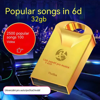 【32 GB】Vysoce kvalitní univerzální USB disk pro hudbu do auta 【2 500 populárních skladeb + 100 videí】