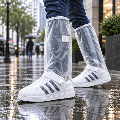 ☔Nejlepší ochrana před deštěm! Vysoké nepromokavé návleky na boty (výška 40 cm)! Silná protiskluzová podrážka · Odolné PVC · K dispozici v černé a průhledné barvě!