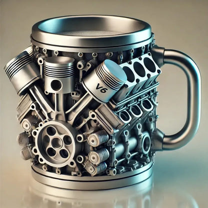 🎁☕ Hrnek na kávu z nerezové oceli Creative Engine V6V8, mechanický design
