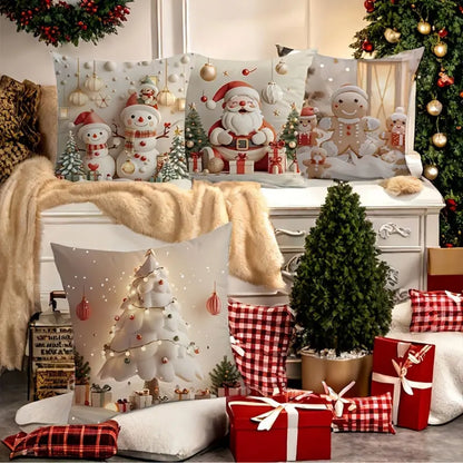 🎅Vánoční výprodej 49% SLEVA🎄Povlak na polštář s vánoční tématikou 【4-dílná sada】