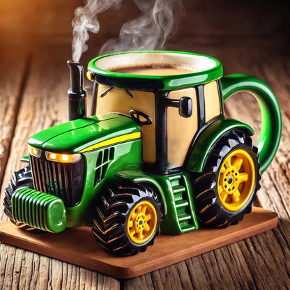 🔥☕Retro šálek kávy ve tvaru zemědělského traktoru