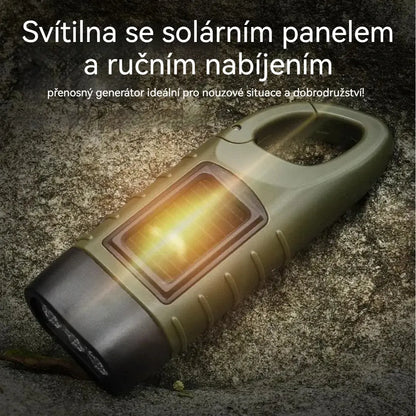 ⚡Svítilna se solárním panelem a ručním nabíjením – přenosný generátor ideální pro nouzové situace a dobrodružství!