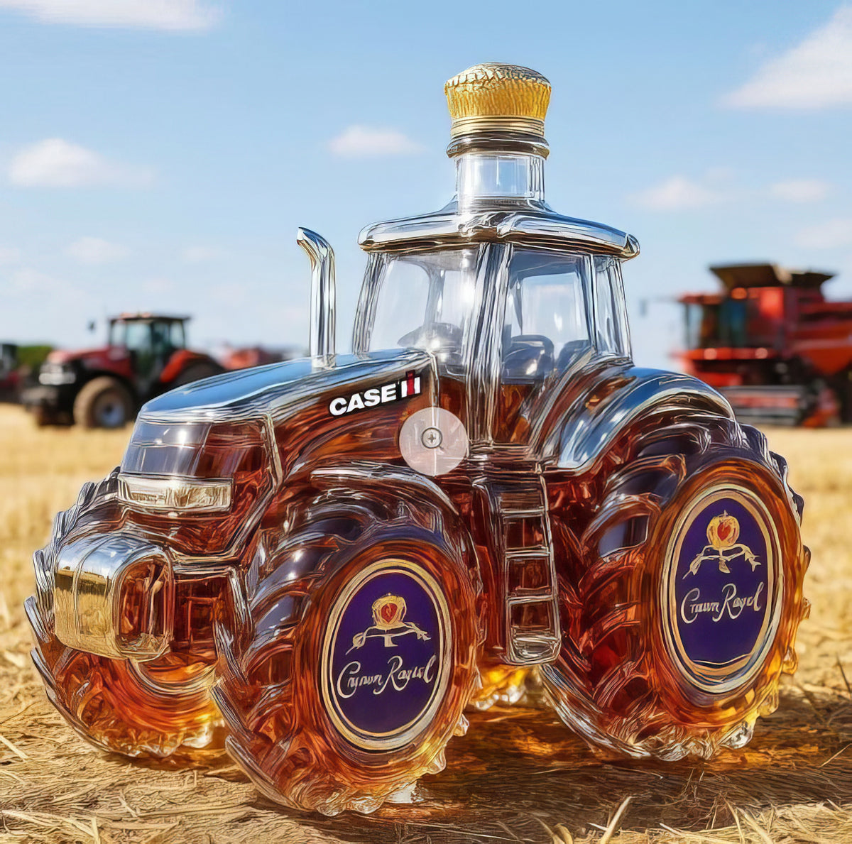 🔥🚜Láhev vína s retro traktorem, 🎁🎁Kreativní ozdoby na láhev whisky s utěsněním