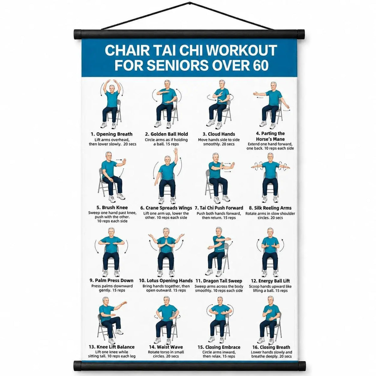 ☯️💪 Plakát s cviky Tai Chi pro seniory